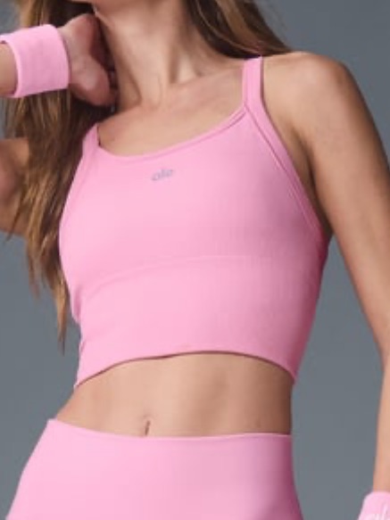 Nwt Alo Yoga Seamless Ribbed Favorite Bra Tank Sweet Pink